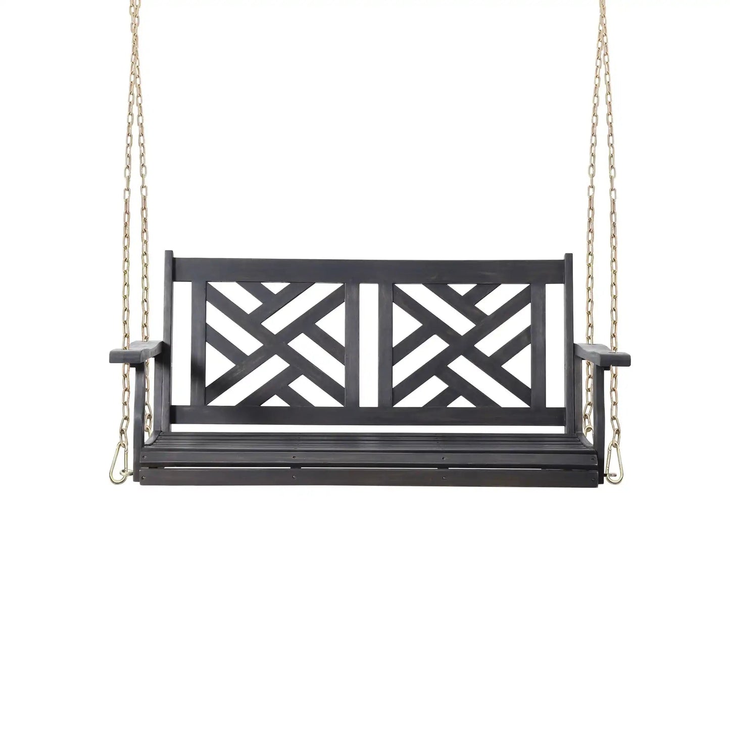 Alejandro Acacia Wood Porch Swing with Slat Panel Seating
