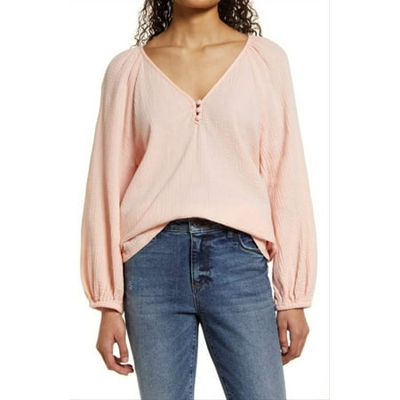 Caslon Small Seersucker Raglan Sleeve Top - Pink Chintz