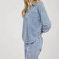 Blu Pepper - Washed Long Sleeve U Hem Polo Knit Top