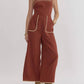 Entro - Contrast Square Neck Sleeveless Jumpsuit