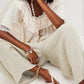 Free People - Lulu Knit Billowy Ruffle Lace Trim V-neck Top