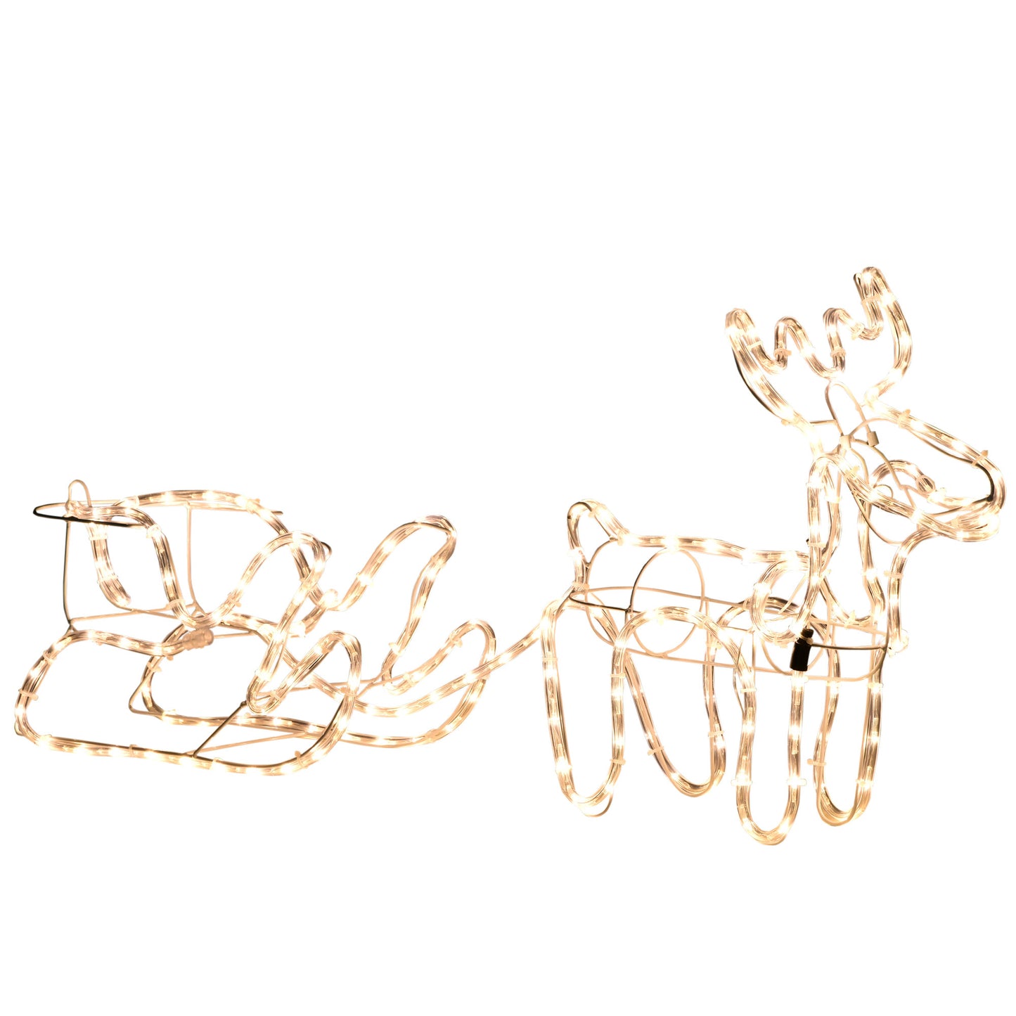 35' LED Reindeer Sleigh Outdoor Christmas Standing Figure Decoration