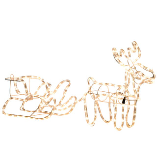 35' LED Reindeer Sleigh Outdoor Christmas Standing Figure Decoration