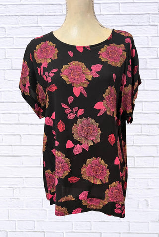 Diva Usa - Floral Print Short Sleeve Blouse