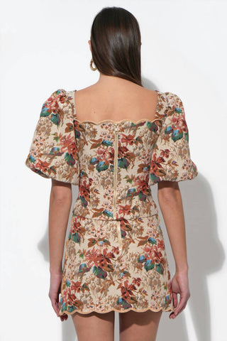 Adelyn Rae - Lori Tapestry Lace Up Mini Skirt