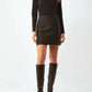 Ecru - Bonded Grid Leather Mini Skirt