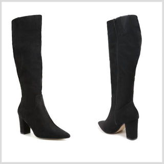 Catherine Malandrino - Women's Faux Suede Textile Upper Heeled Boots