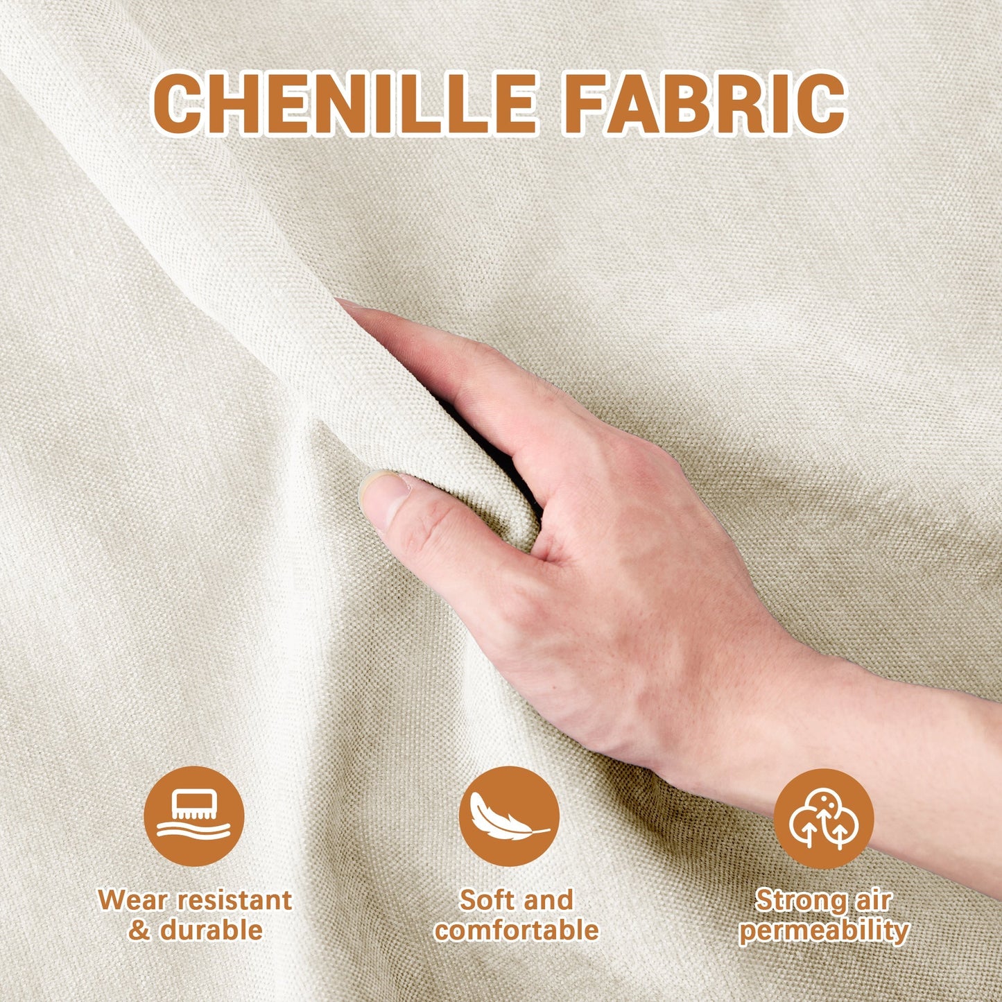 Elegant Four-Seater Sofa with Movable Ottoman and Lumbar Pillow