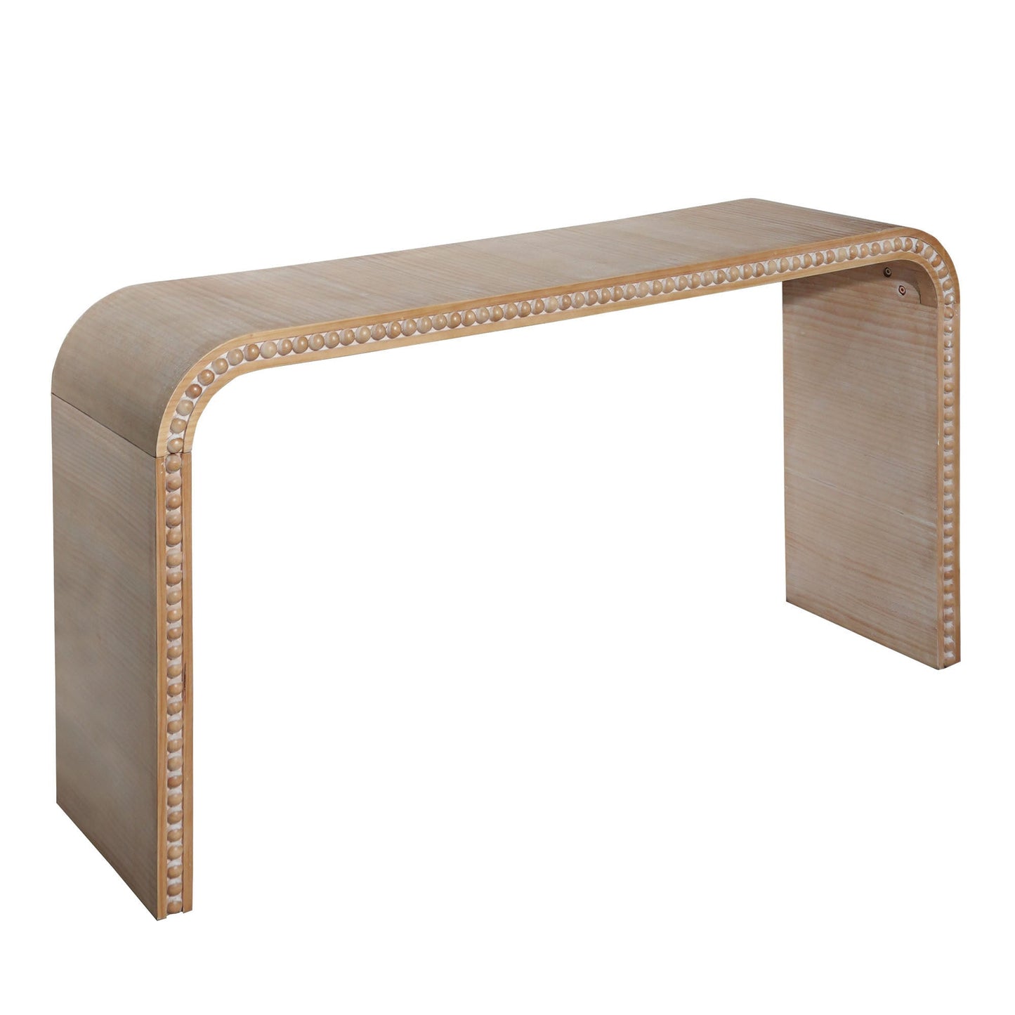 59in Console Table with Wood Beads and Curved Waterfall-Style Frame