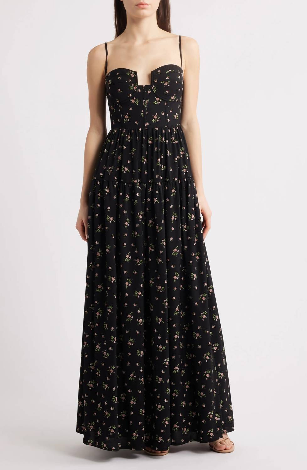 Lulus - Luisa Floral Bustier Cocktail Dress