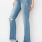 Risen - High Rise Crop Bootcut Fray Jeans