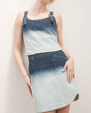 Aaron & Amber - MAGNOILIA TWO TONE DENIM CROP TOP AND MINI SKIRT