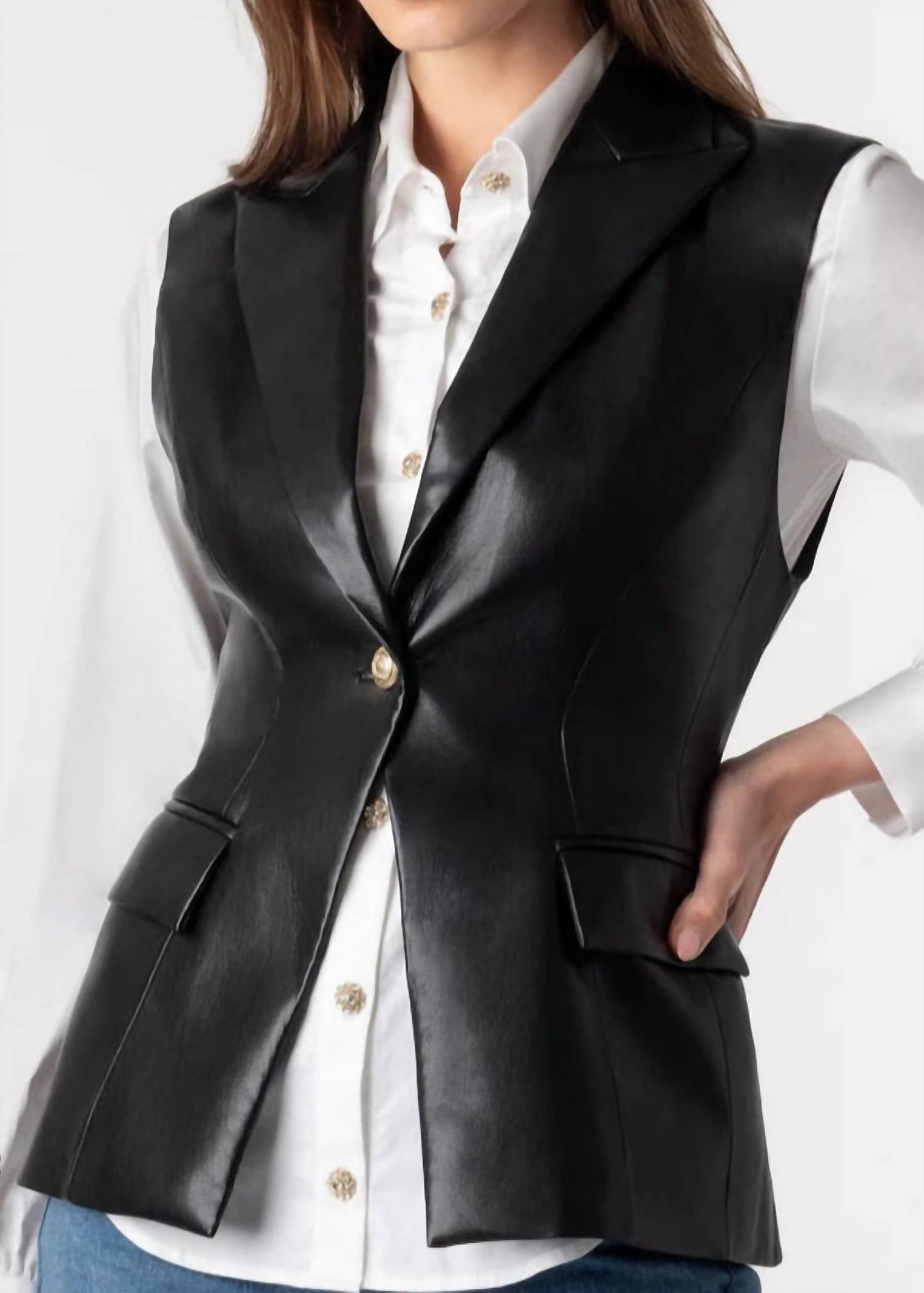 Generation Love - Rialto Vegan Leather Sleeveless Blazer