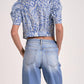 Elan - Short Sleeve Puff Sleeve Tie-front Top