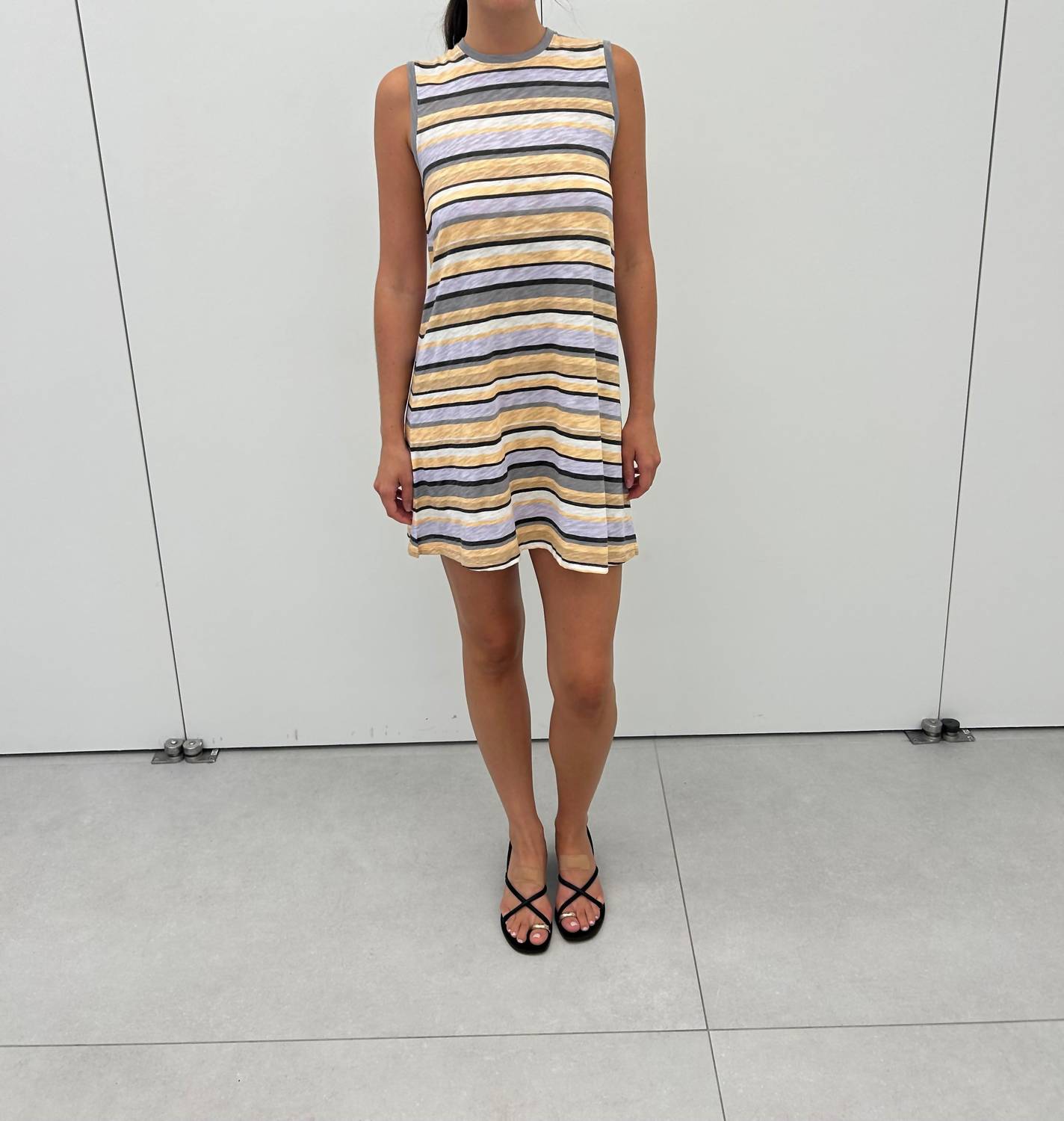 Atm - Sleeveless Striped Muscle Dress