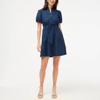 J.Crew - Vestido curto com gola, manga curta e cintura amarrada