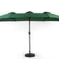 14.8 Ft Double Sided Outdoor Umbrella Rectangular Large with Crank (Dark Green)