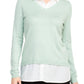 Adrianna Papell - V-neck Layered Twofer Sweater
