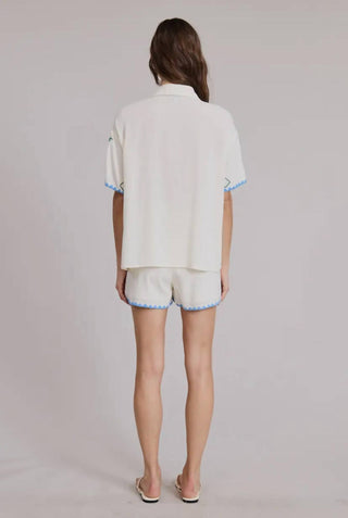 Flat White - Cancun Embroidered Shorts