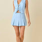 Baby Pink - Women's Front Tie Top And Skort Set