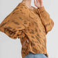 Umgee - Animal Print Round Neck Distressed Sweater