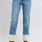 Judy Blue - High Waist Shearling Cuff Straight Denim Jeans