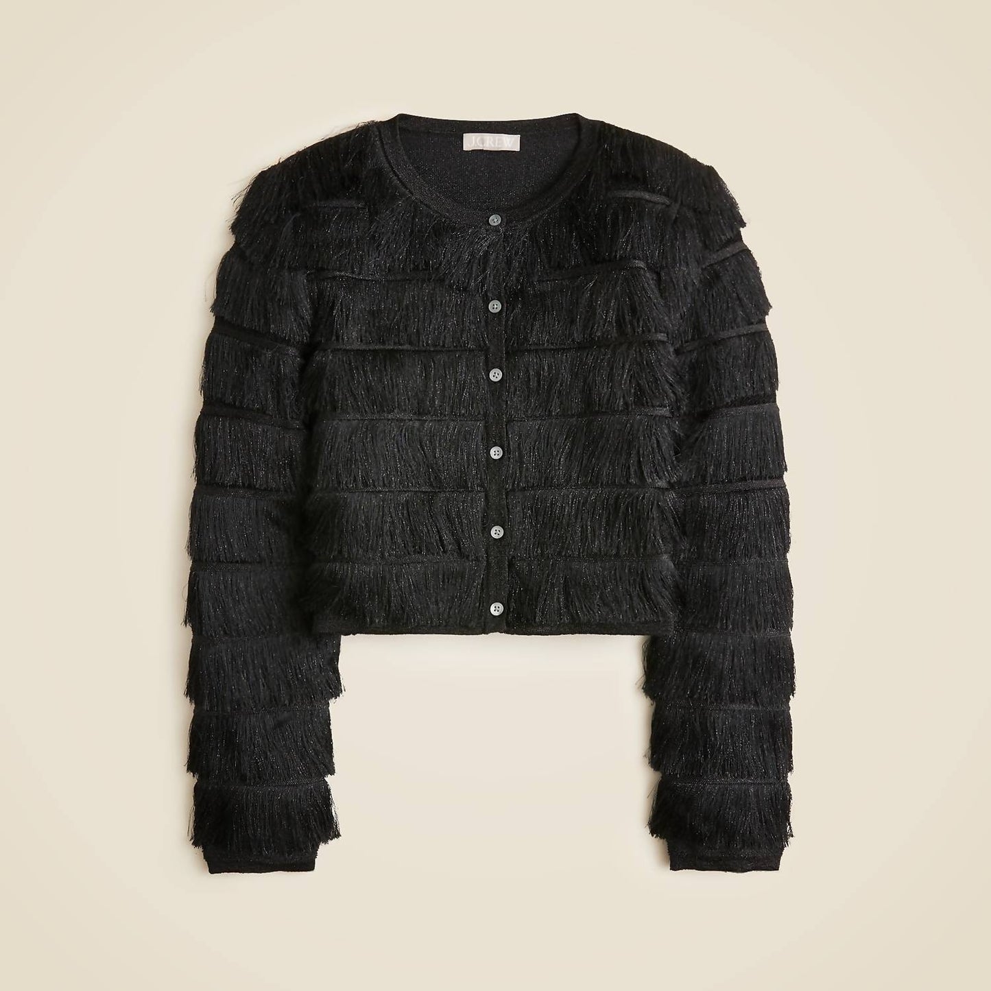 J.Crew - Fringe Cardigan In Metallic Yarn