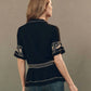 The Great. - Crest V Neck Short Sleeve Top