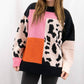 Anniewear - Leopard Color Block Sweater