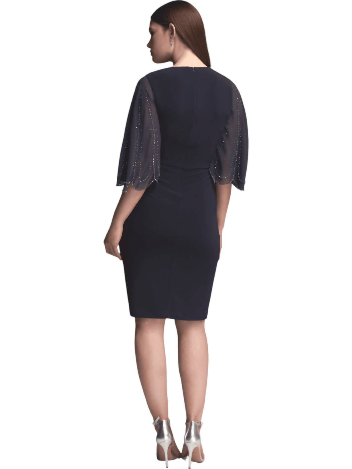 Joseph Ribkoff - Dress With Sheer Rhinestone Beaded Sleeves