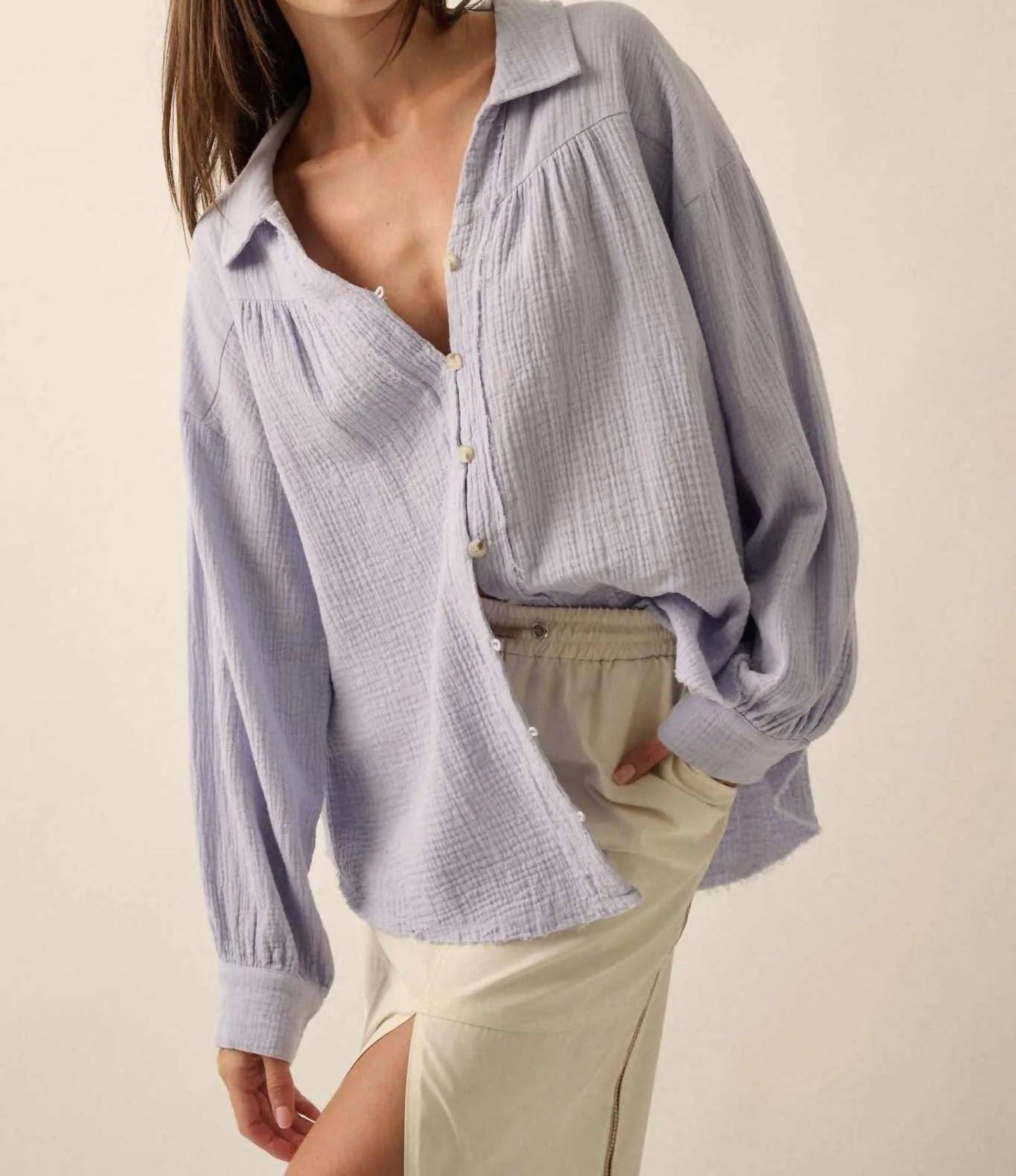 Promesa - Cotton Raw-edge Button-up Shirt