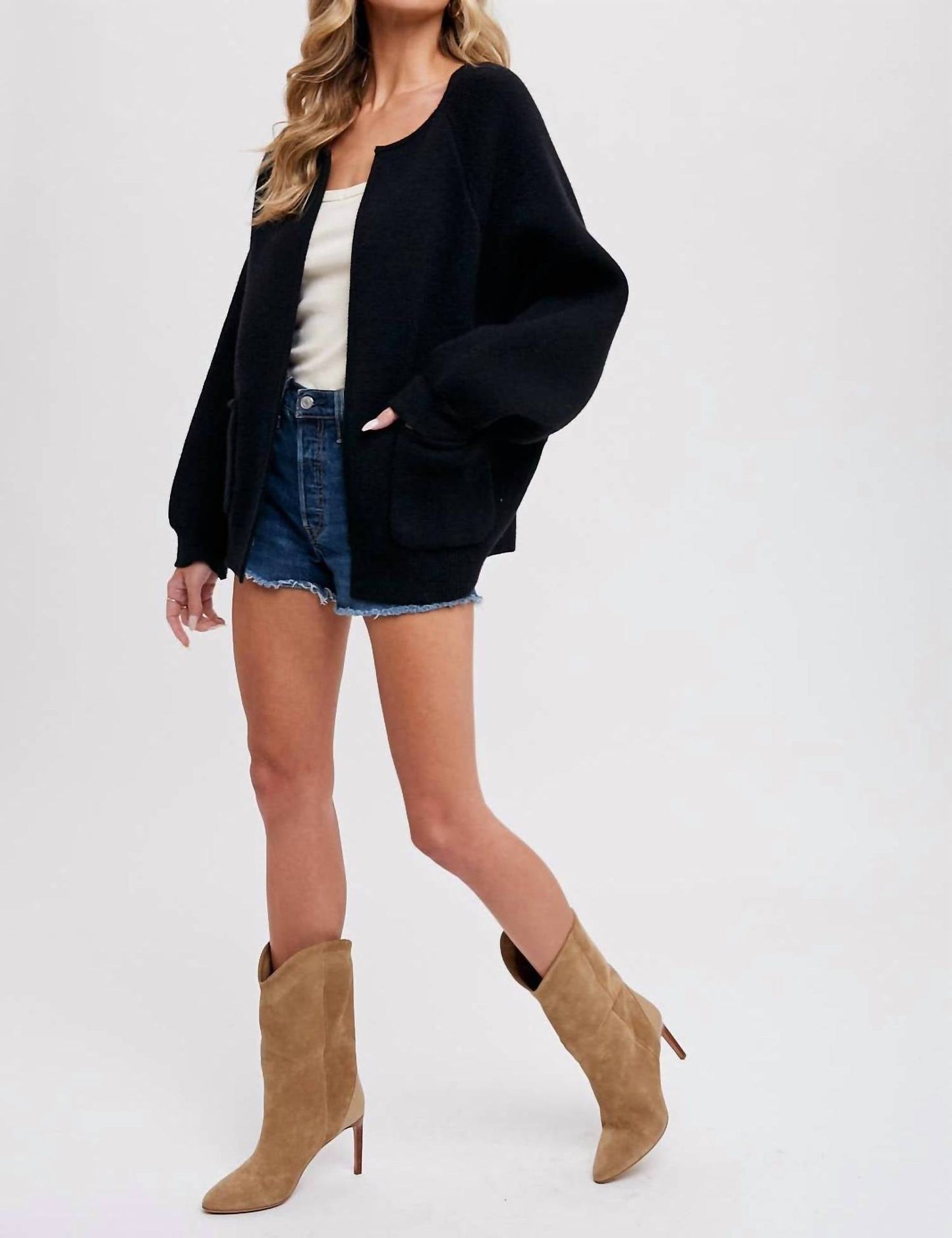 Bluivy - Open Front Sweater Jacket