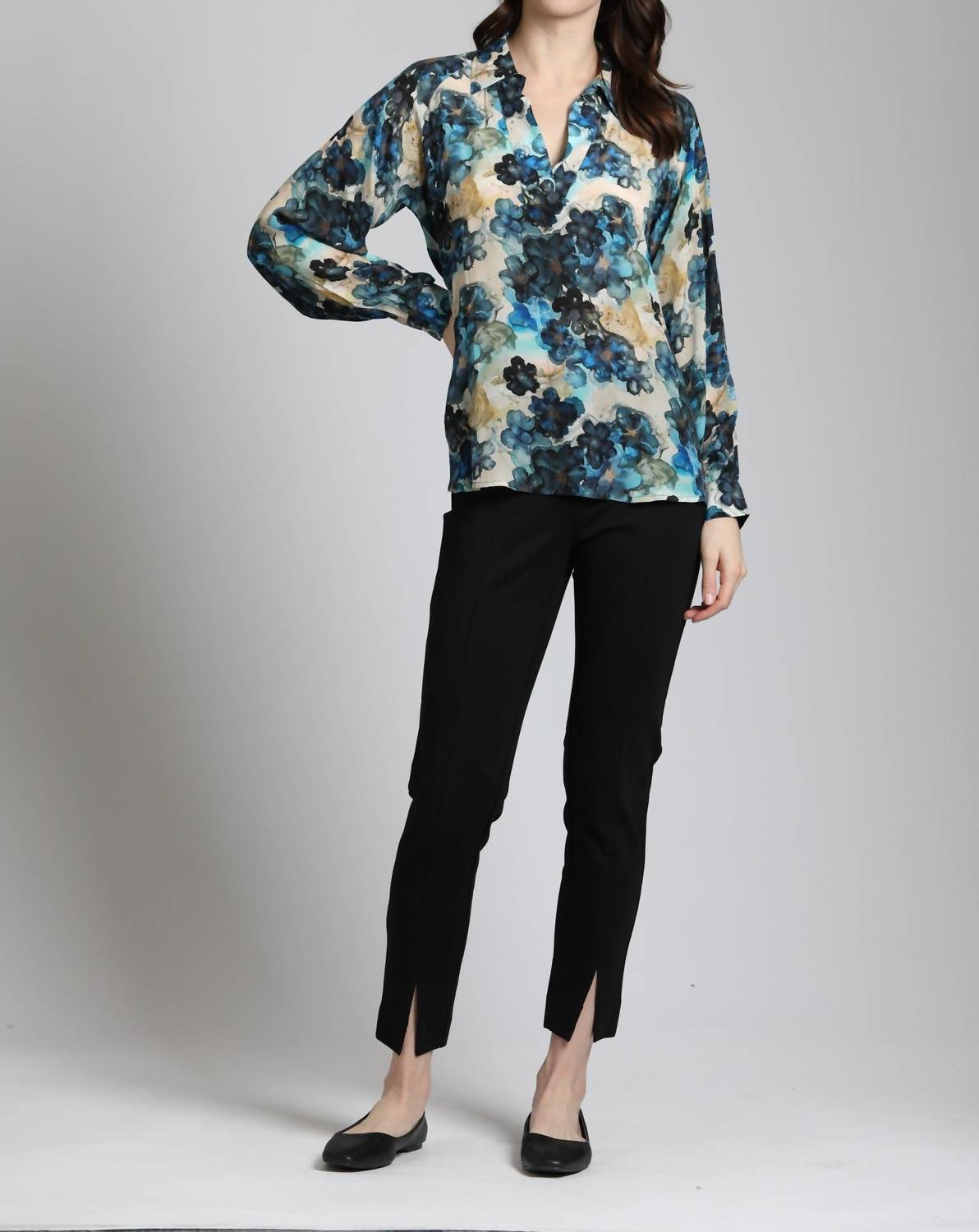 Apny - Pull-on Ponte Pants With Split Hem