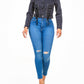American Bazi - Chic Off Shoulder Lace Up Denim Jacket