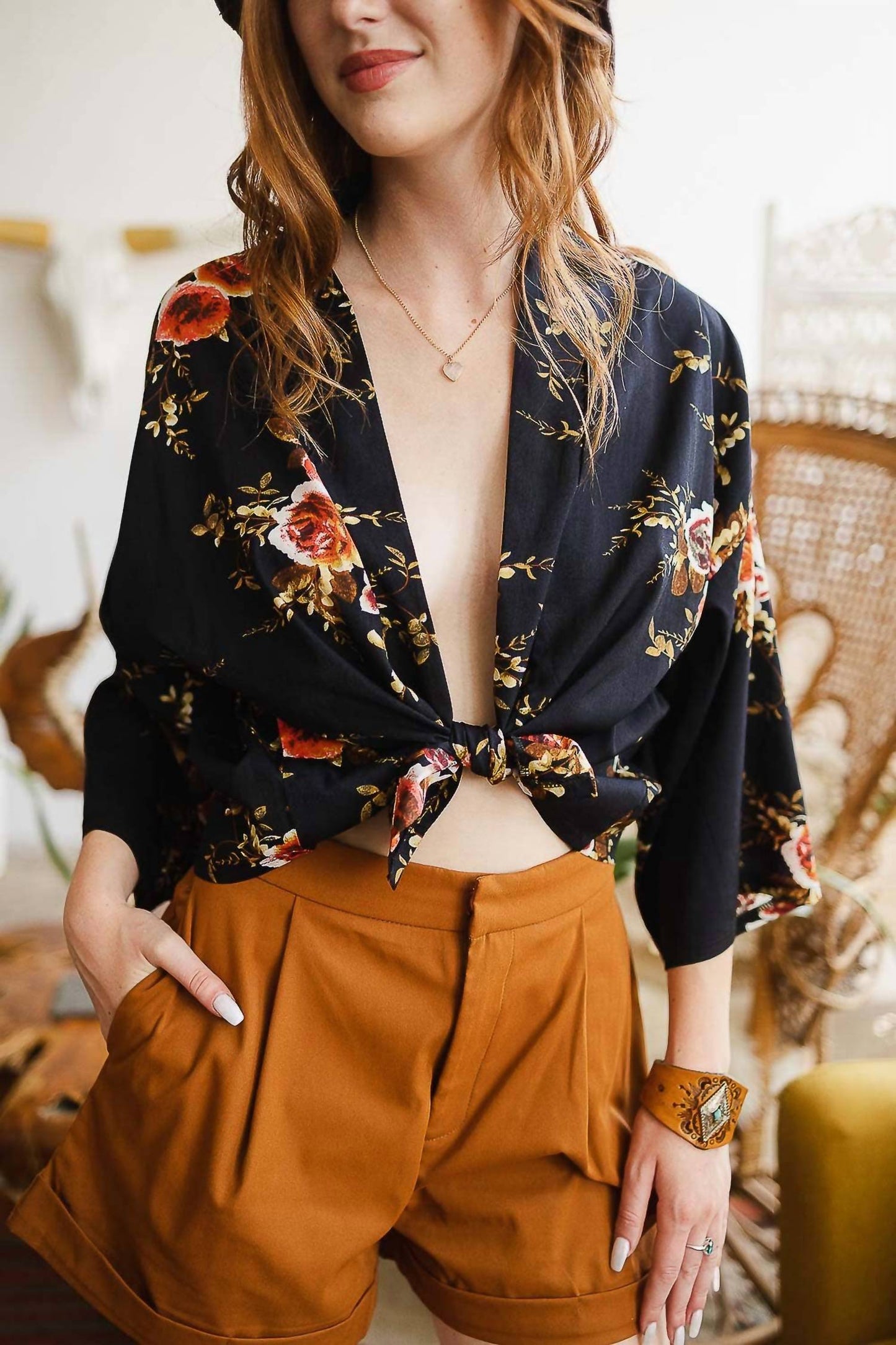 Leto - Women's Rose Short Summer Blouse