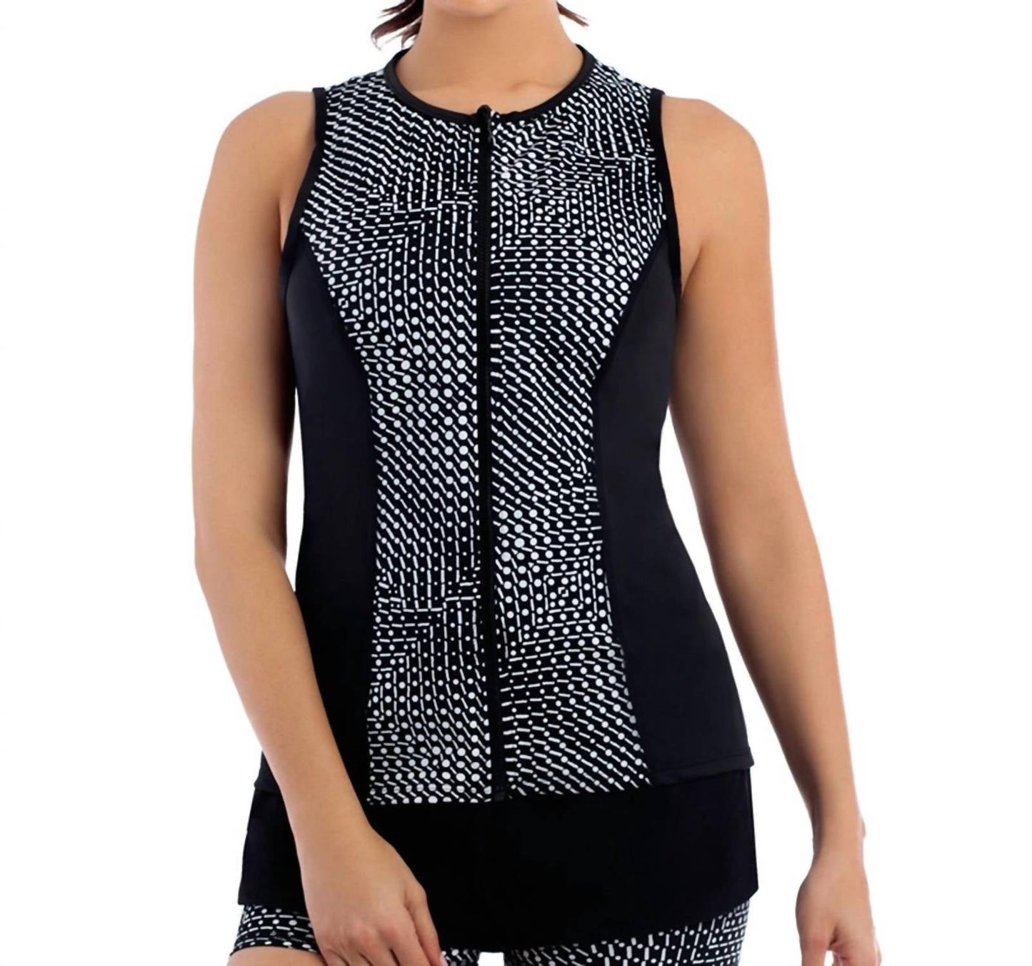 Miraclesuit - Shimmer Bay Active Rash Guard sem mangas com zíper completo