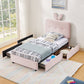 Twin Size Kids Upholstered Bed with Oversized Rabbit Ear Headboard