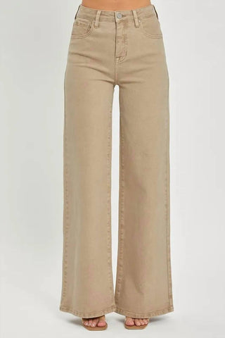 Trendsi - Jeans Risen Full Size Tummy Control Cintura Alta Perna Larga Plus Size