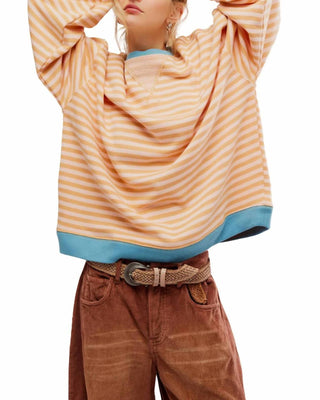 Free People - Blusa clássica listrada com gola redonda