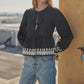 Aaron & Amber - Embroidered Peplum Blouse
