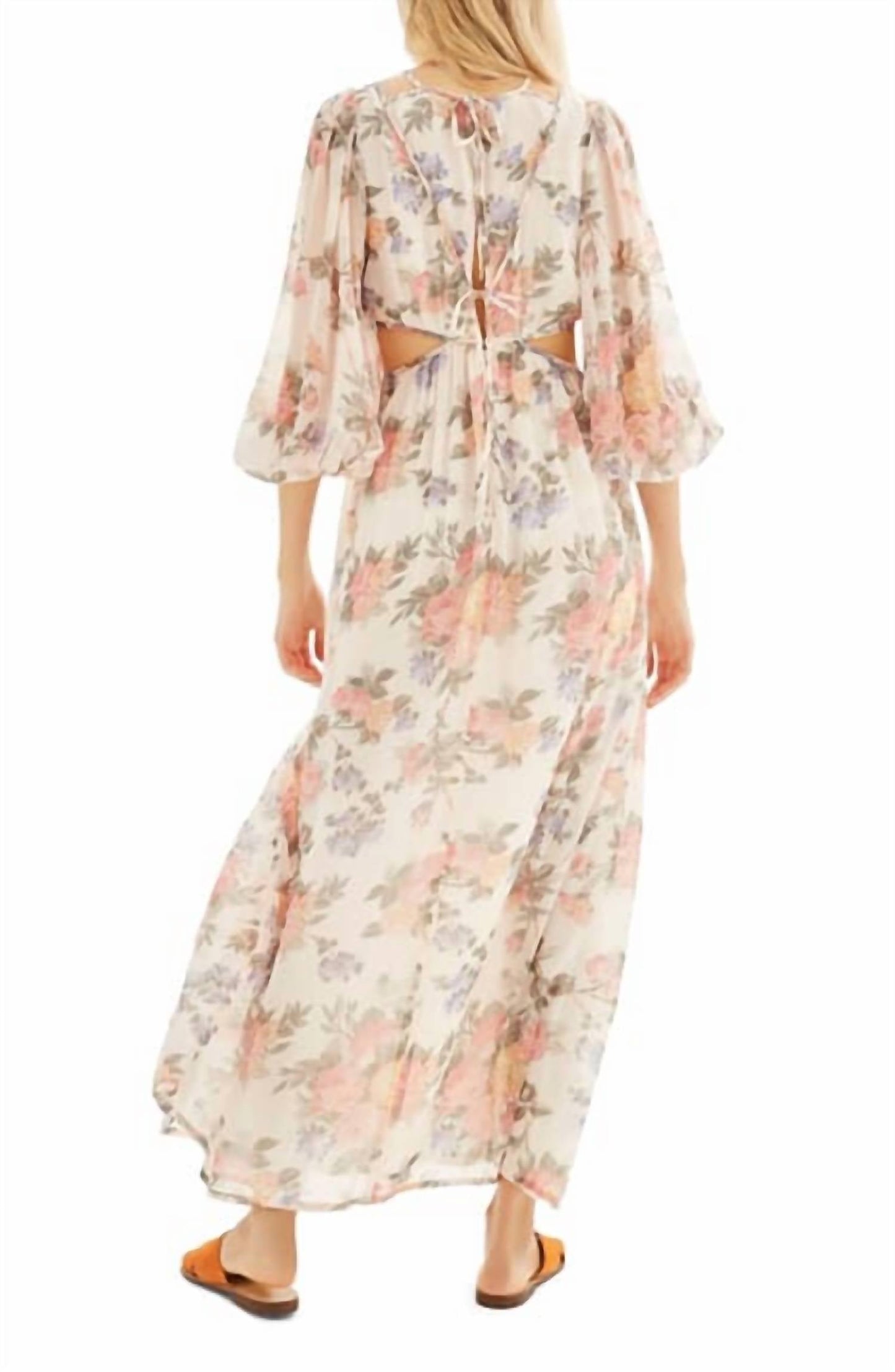 Topshop - Floral Print Textured Sheer Chiffon Maxi Dress