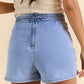 Bellissima - Braided Denim Waist Tie Wrapped Skort