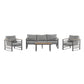 4-Pieces Outdoor Metal Patio Furniture Set with Cushions