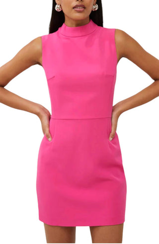 French Connection - Vestido curto Echo Crepe com gola falsa