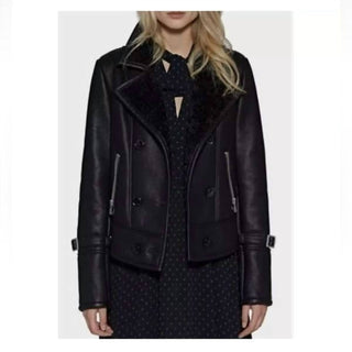 Avec Les Filles - Jaqueta Moto Shearling de couro vegano