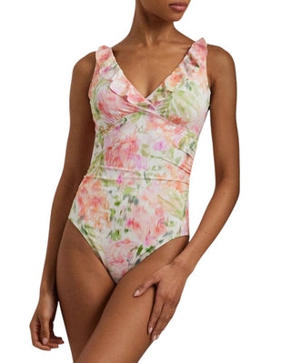 Ralph Lauren - Maiô de verão com estampa floral e babados sobrepeliz