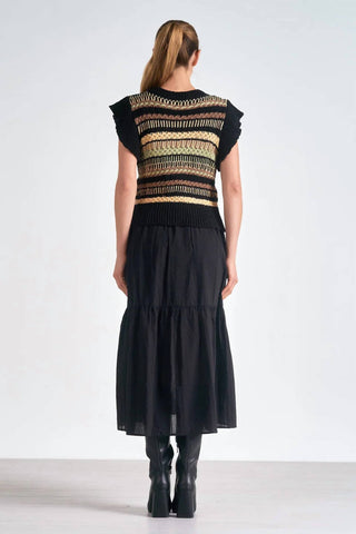 Elan - Vestido Midi com Gola Redonda