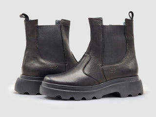 Kcr Group - Botas Chelsea de couro com isolamento térmico e zíper para mulheres