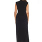 Joseph Ribkoff - Ruched V-neck High Slit Long Dress