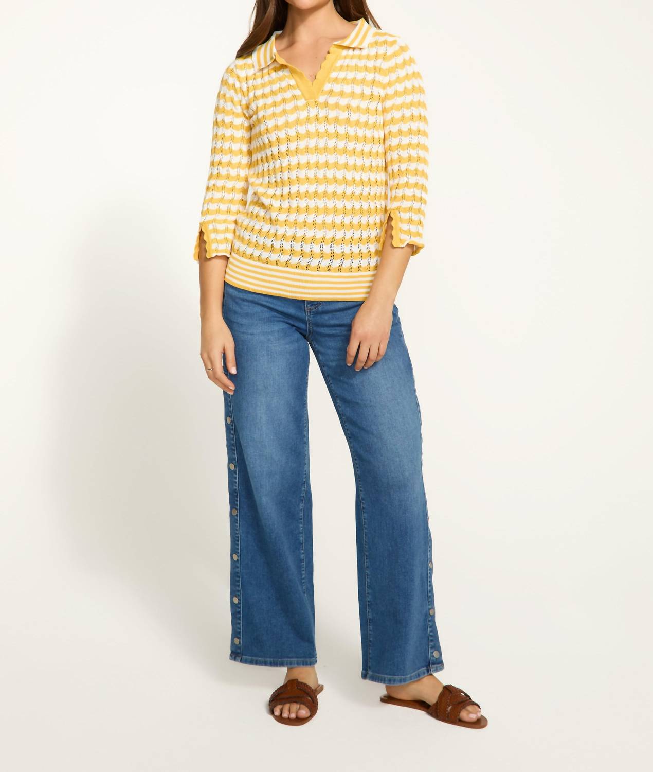 Fdj - Polo 3/4 Sleeve Sweater